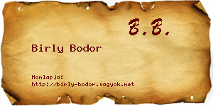 Birly Bodor névjegykártya