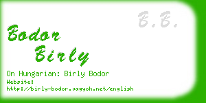 bodor birly business card